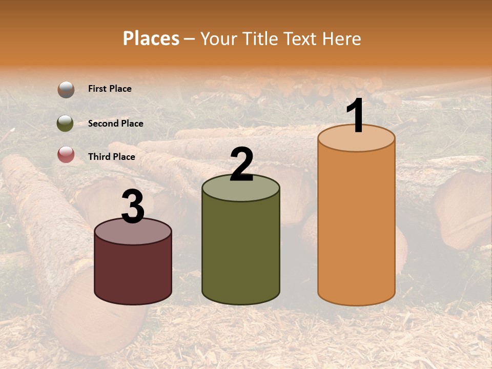 Bunches Of Felled Trees At A Logging Site PowerPoint Template