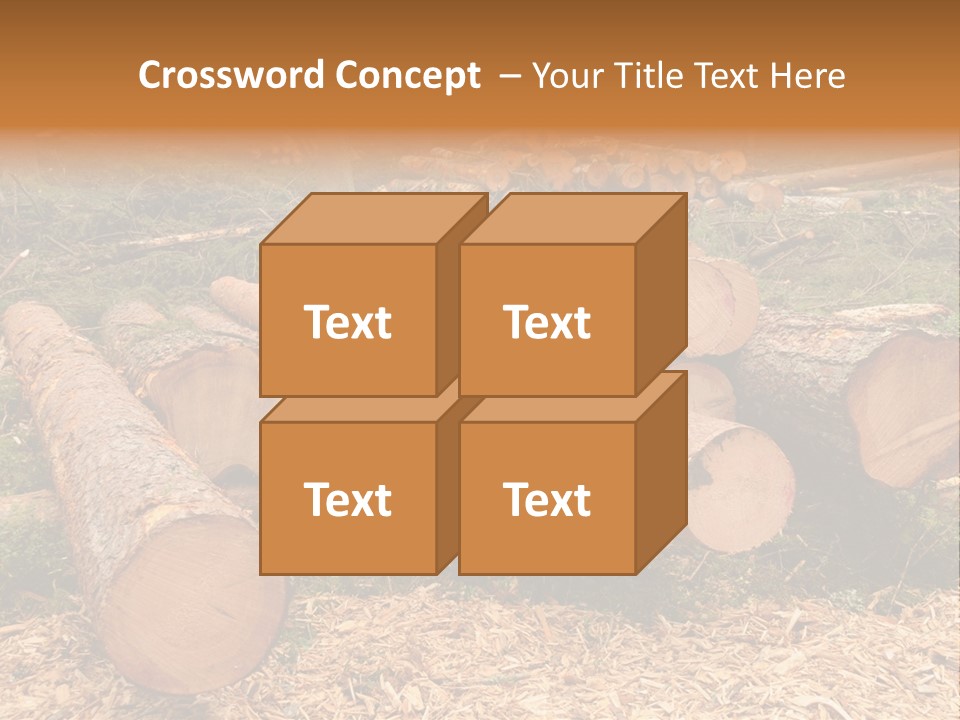 Bunches Of Felled Trees At A Logging Site PowerPoint Template