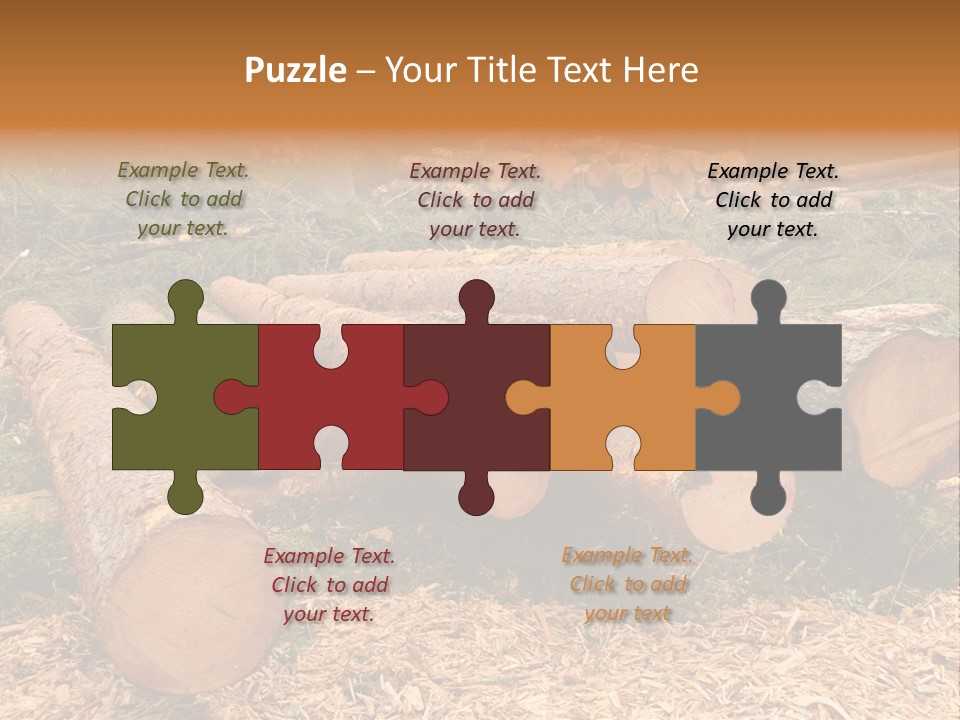 Bunches Of Felled Trees At A Logging Site PowerPoint Template