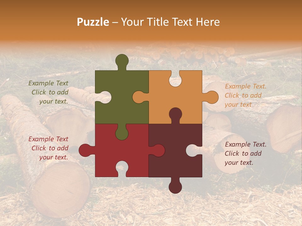 Bunches Of Felled Trees At A Logging Site PowerPoint Template