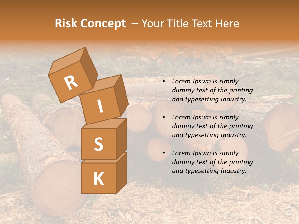 Bunches Of Felled Trees At A Logging Site PowerPoint Template