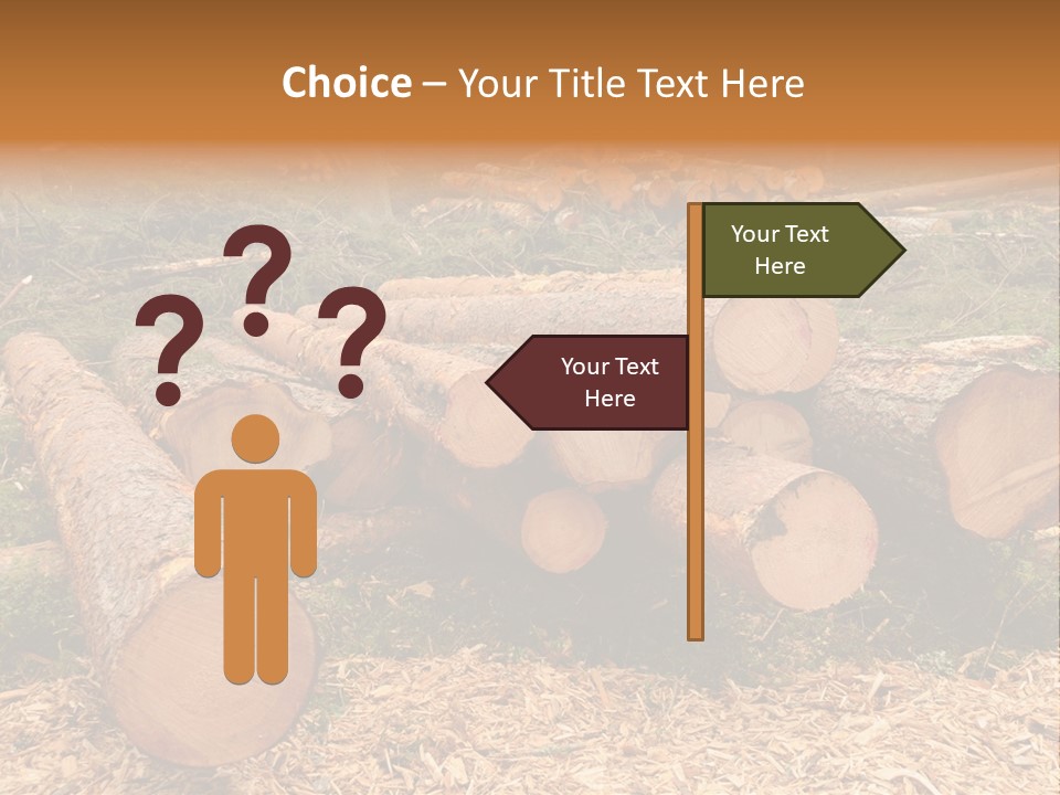 Bunches Of Felled Trees At A Logging Site PowerPoint Template