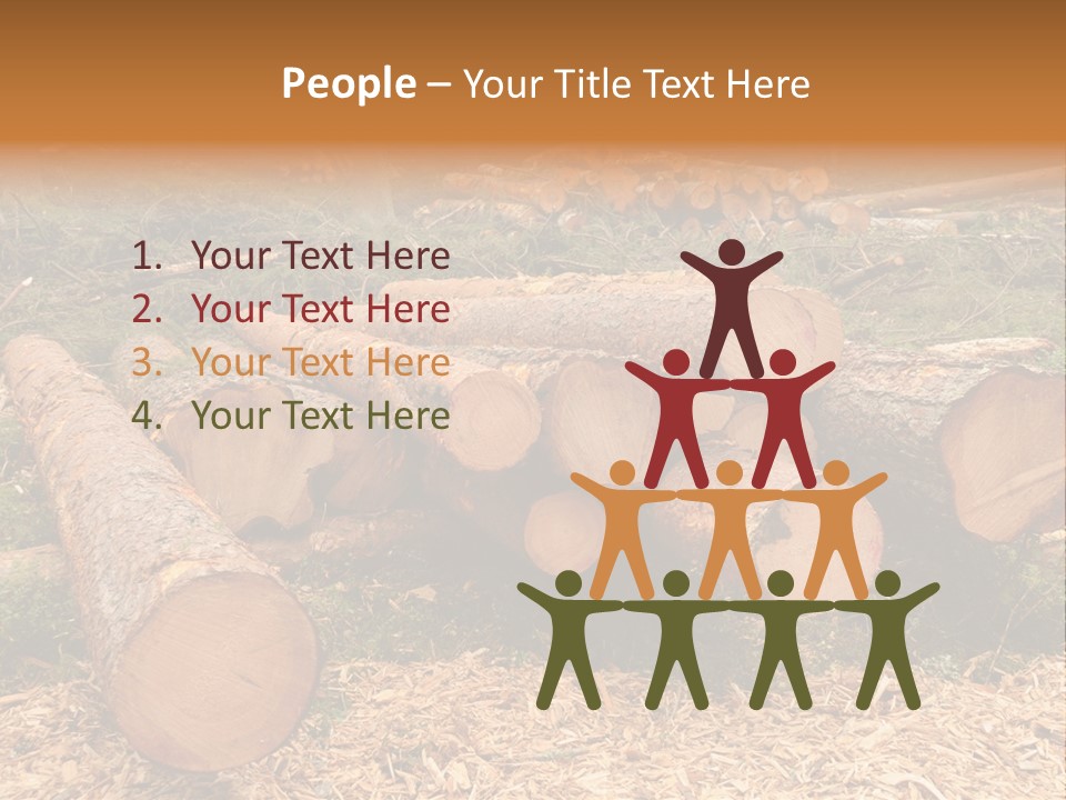 Bunches Of Felled Trees At A Logging Site PowerPoint Template