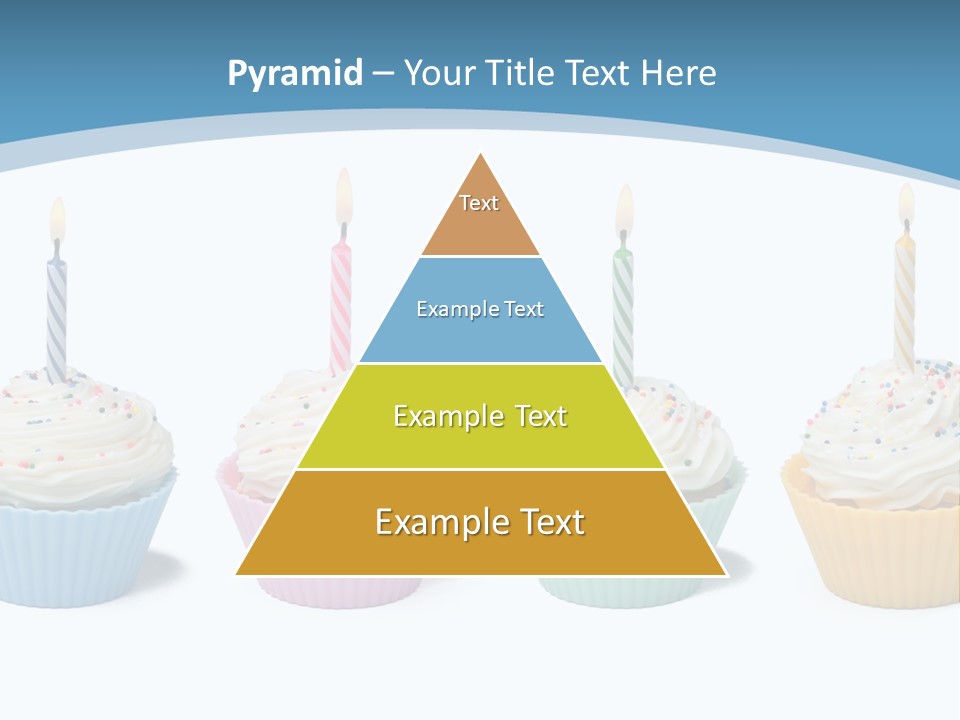 Four Cupcakes With Candle On White Background PowerPoint Template