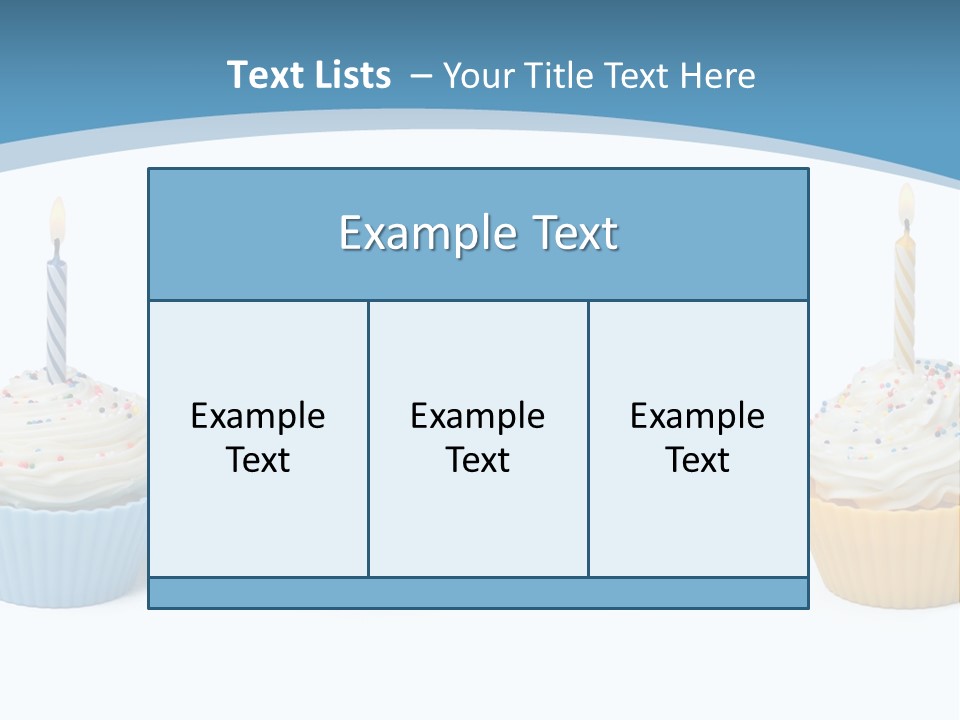 Four Cupcakes With Candle On White Background PowerPoint Template