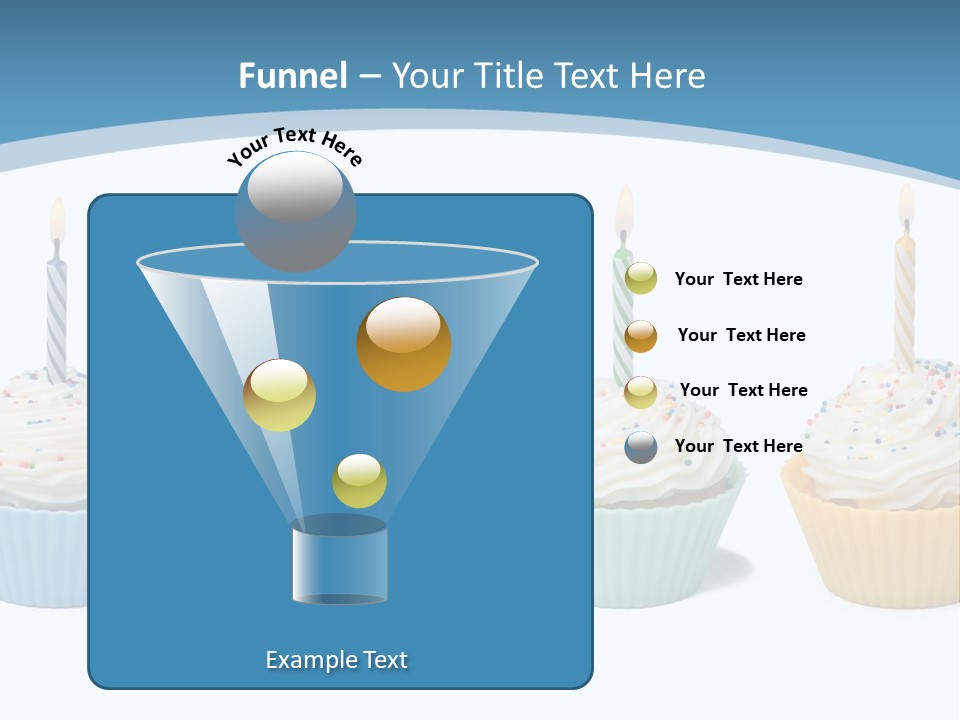 Four Cupcakes With Candle On White Background PowerPoint Template