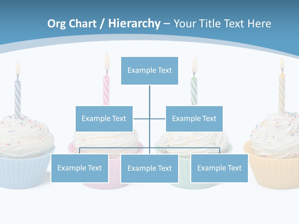Four Cupcakes With Candle On White Background PowerPoint Template