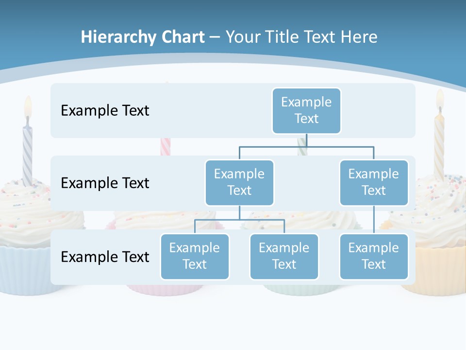 Four Cupcakes With Candle On White Background PowerPoint Template