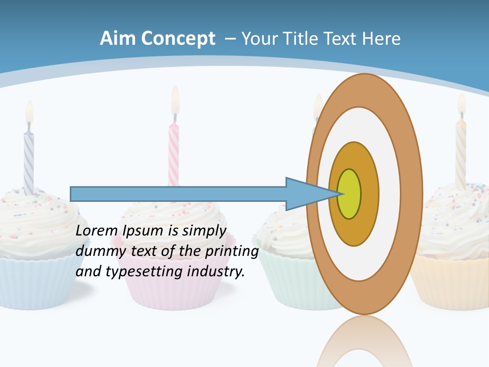 Four Cupcakes With Candle On White Background PowerPoint Template