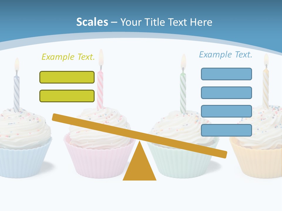 Four Cupcakes With Candle On White Background PowerPoint Template