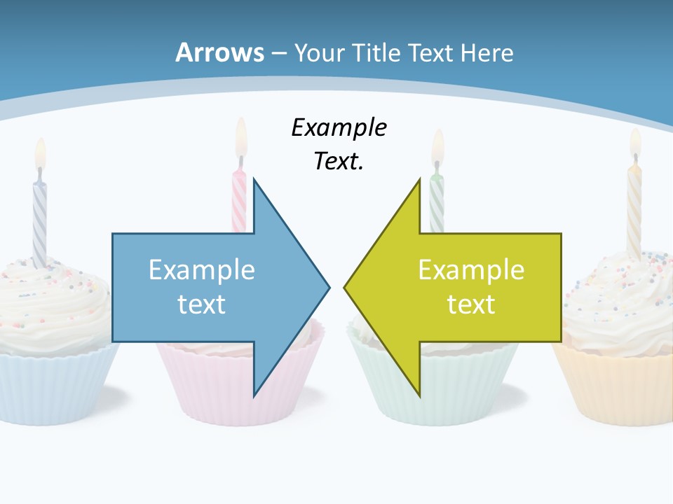 Four Cupcakes With Candle On White Background PowerPoint Template