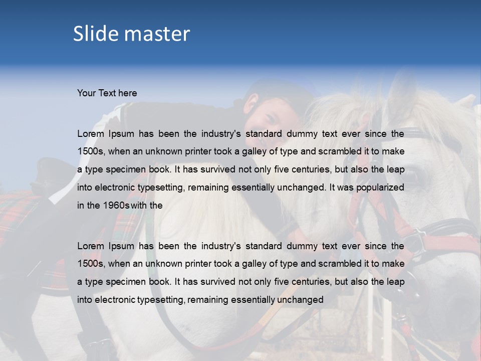 Little Girl And Her Best Friend White Shetland Pony PowerPoint Template