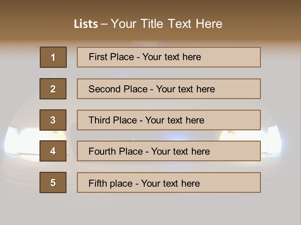 Full Array Of Police Car Lights. PowerPoint Template