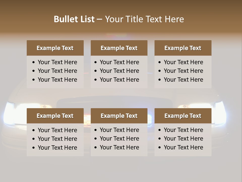 Full Array Of Police Car Lights. PowerPoint Template