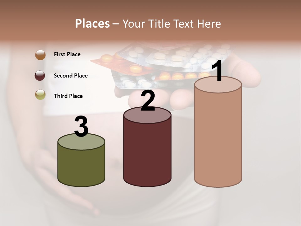 Pregnant Woman Holding Medicine. Nine Month. Third Trimester PowerPoint Template