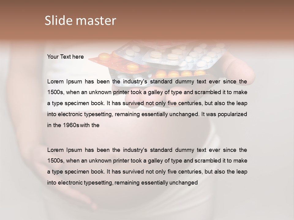 Pregnant Woman Holding Medicine. Nine Month. Third Trimester PowerPoint Template