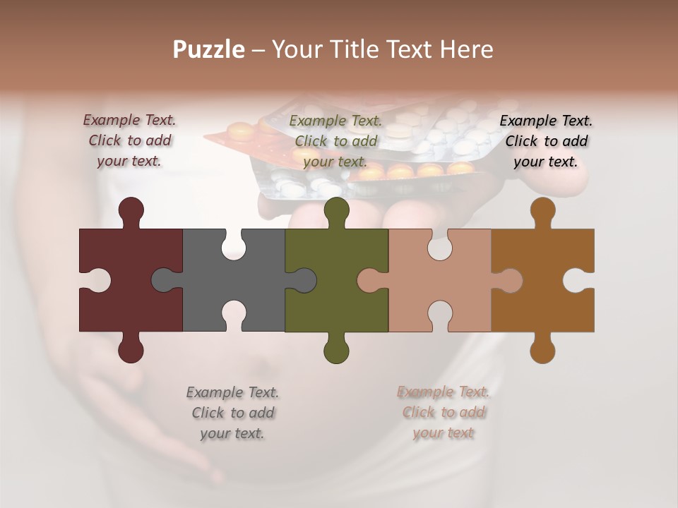 Pregnant Woman Holding Medicine. Nine Month. Third Trimester PowerPoint Template