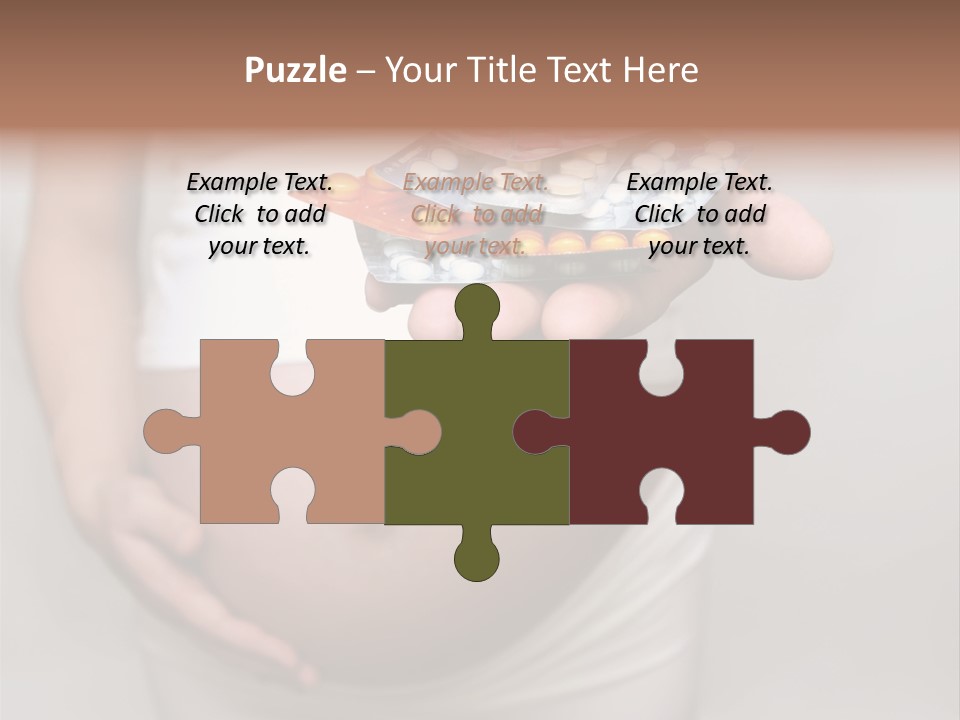 Pregnant Woman Holding Medicine. Nine Month. Third Trimester PowerPoint Template