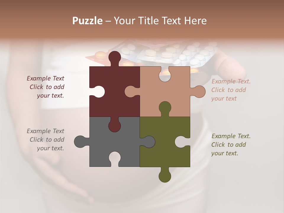 Pregnant Woman Holding Medicine. Nine Month. Third Trimester PowerPoint Template