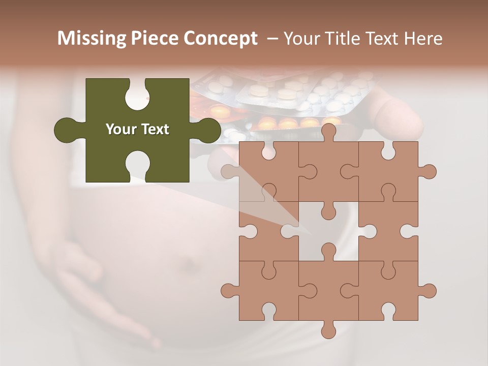 Pregnant Woman Holding Medicine. Nine Month. Third Trimester PowerPoint Template