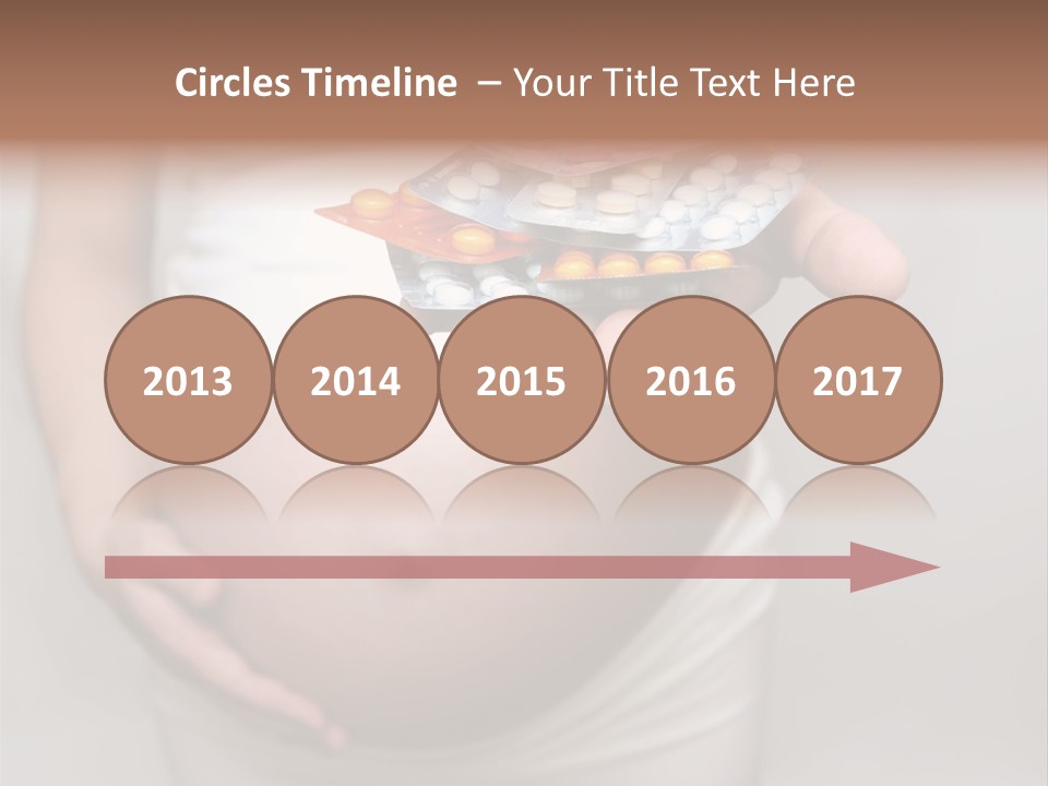 Pregnant Woman Holding Medicine. Nine Month. Third Trimester PowerPoint Template