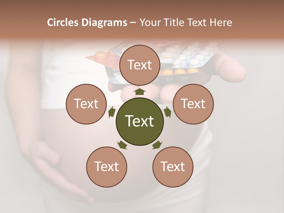 Pregnant Woman Holding Medicine. Nine Month. Third Trimester PowerPoint Template