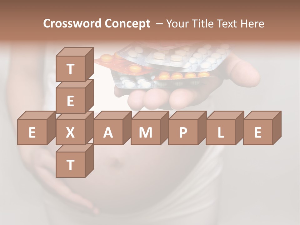 Pregnant Woman Holding Medicine. Nine Month. Third Trimester PowerPoint Template