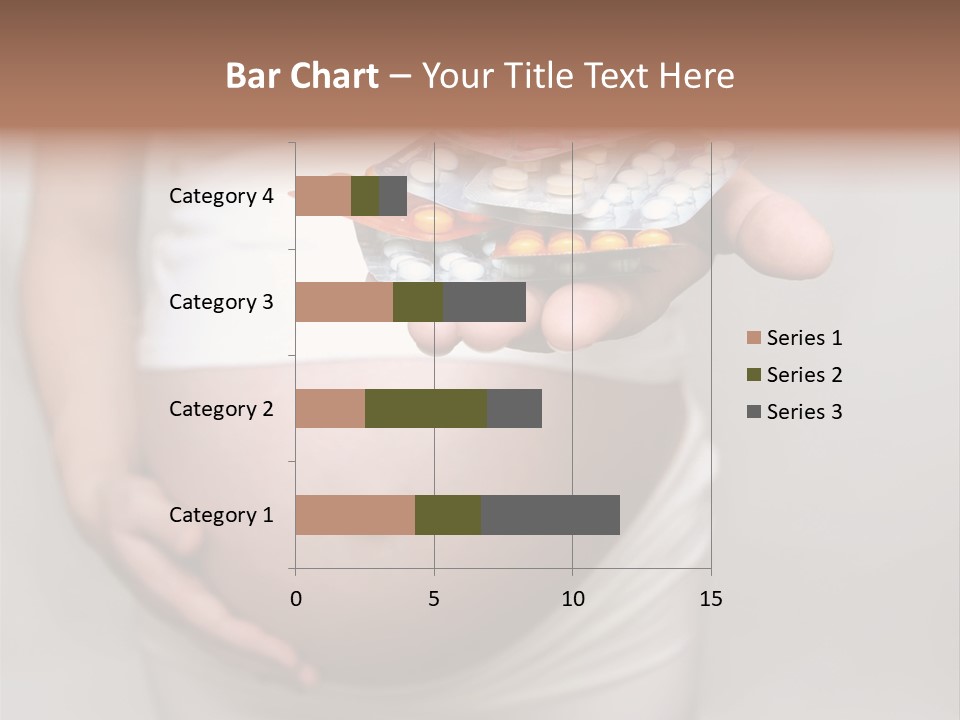 Pregnant Woman Holding Medicine. Nine Month. Third Trimester PowerPoint Template