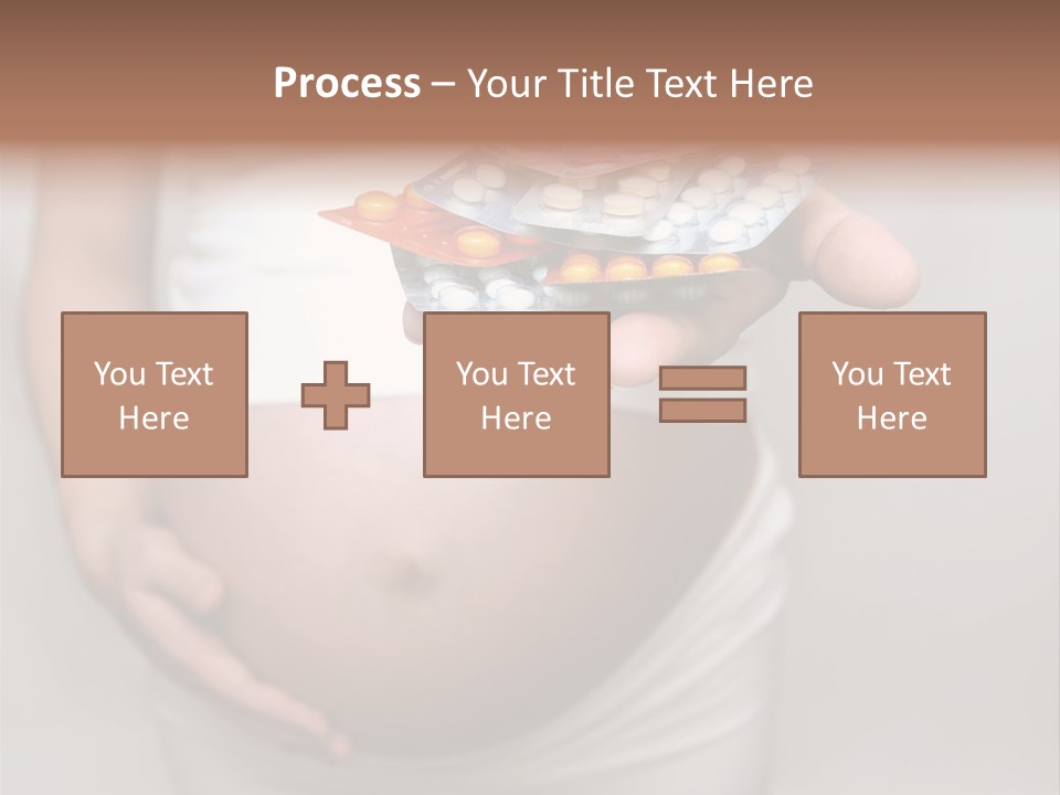 Pregnant Woman Holding Medicine. Nine Month. Third Trimester PowerPoint Template