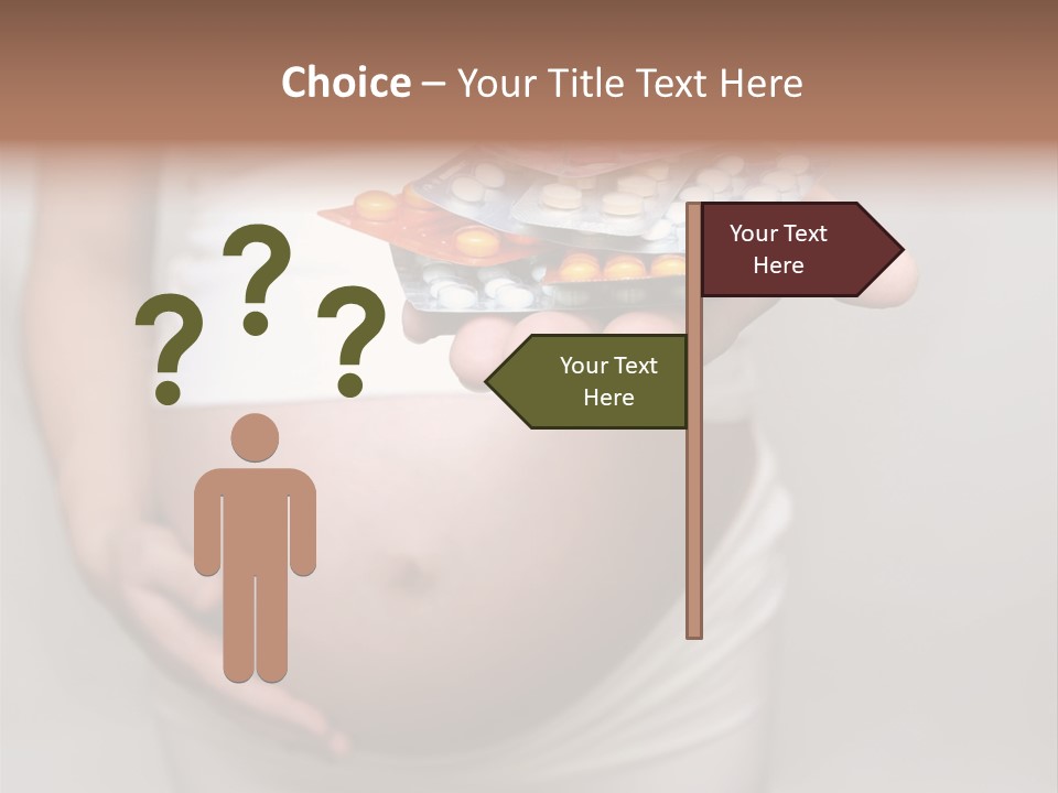 Pregnant Woman Holding Medicine. Nine Month. Third Trimester PowerPoint Template