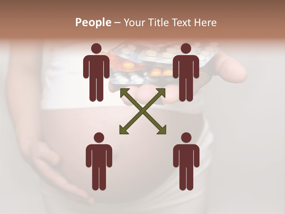 Pregnant Woman Holding Medicine. Nine Month. Third Trimester PowerPoint Template