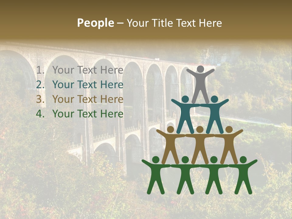 Road And Railway Viaduct Of Cize Bolozon, Ain, France PowerPoint Template