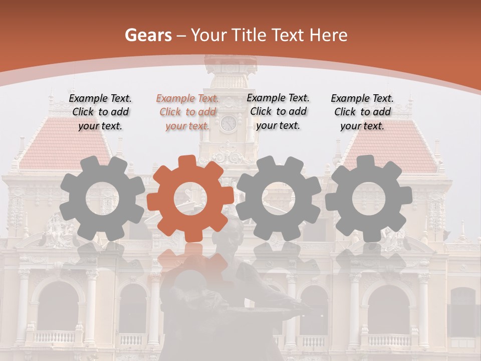 People's Committee Building In Ho Chi Minh City, Vietnam With Ho Chi Minh Statue In Front PowerPoint Template