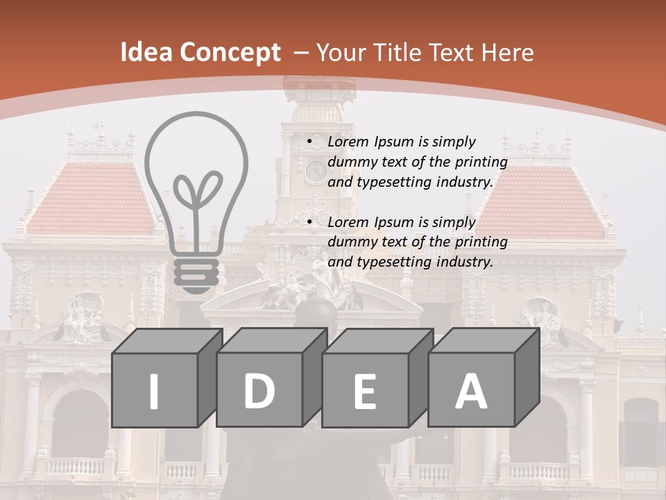 People's Committee Building In Ho Chi Minh City, Vietnam With Ho Chi Minh Statue In Front PowerPoint Template