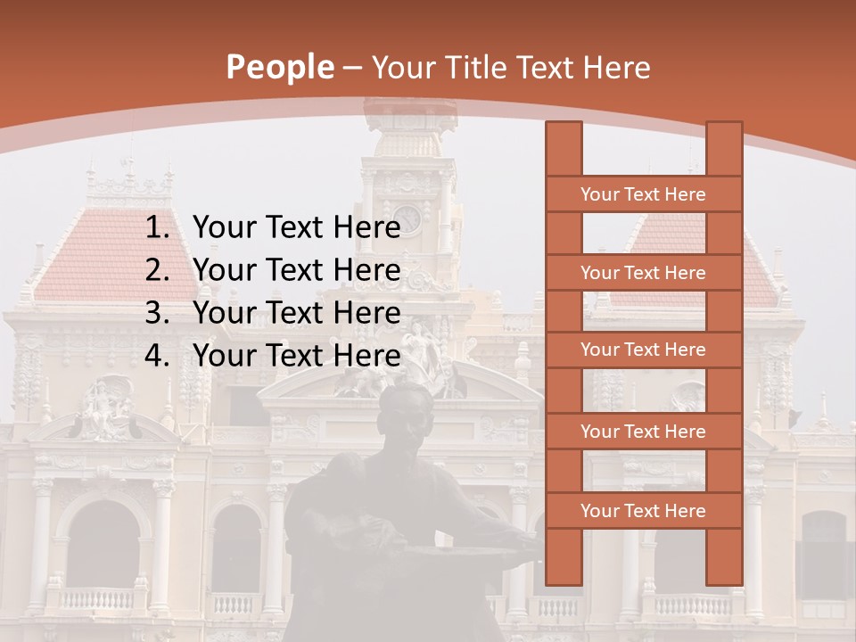 People's Committee Building In Ho Chi Minh City, Vietnam With Ho Chi Minh Statue In Front PowerPoint Template