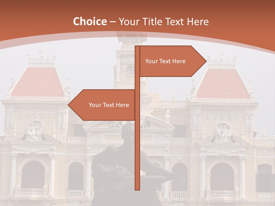 People's Committee Building In Ho Chi Minh City, Vietnam With Ho Chi Minh Statue In Front PowerPoint Template