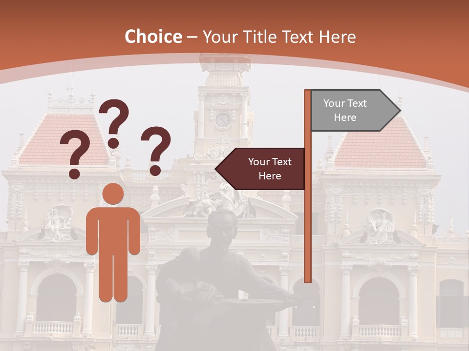 People's Committee Building In Ho Chi Minh City, Vietnam With Ho Chi Minh Statue In Front PowerPoint Template