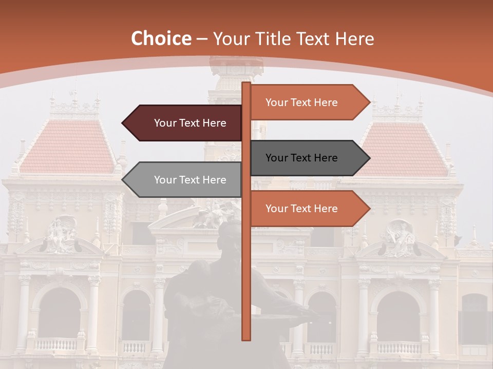 People's Committee Building In Ho Chi Minh City, Vietnam With Ho Chi Minh Statue In Front PowerPoint Template