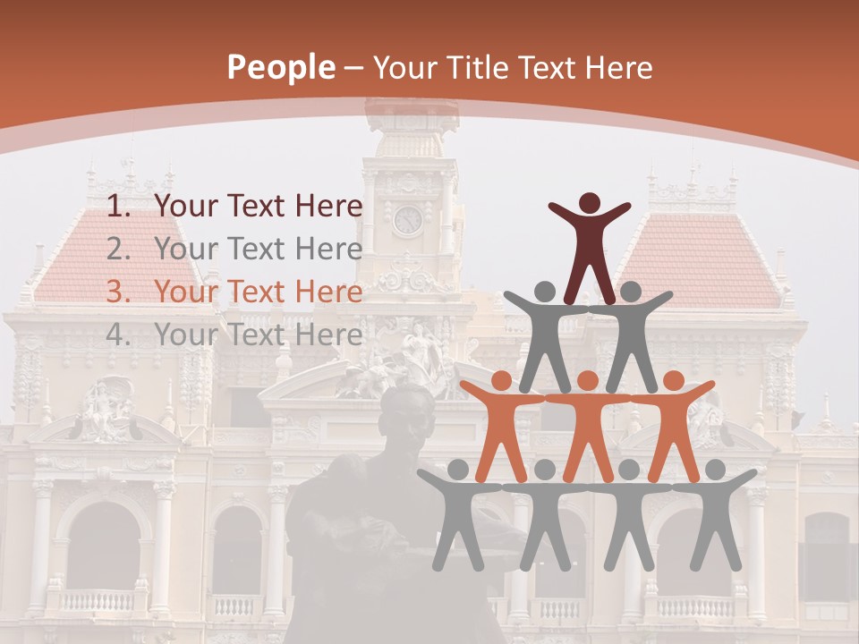 People's Committee Building In Ho Chi Minh City, Vietnam With Ho Chi Minh Statue In Front PowerPoint Template
