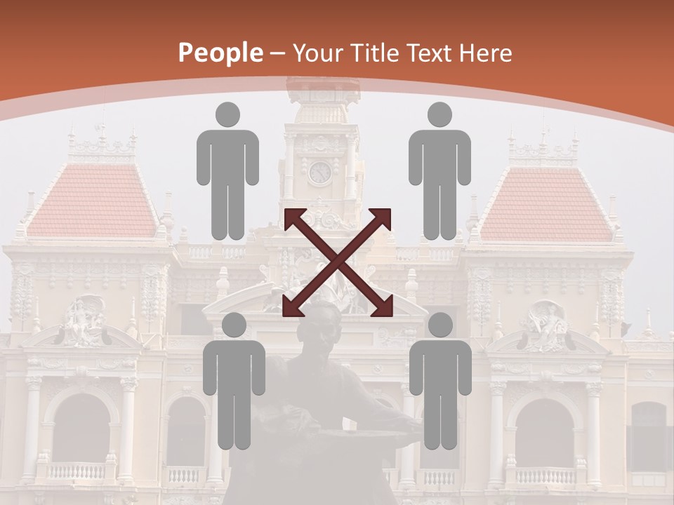 People's Committee Building In Ho Chi Minh City, Vietnam With Ho Chi Minh Statue In Front PowerPoint Template