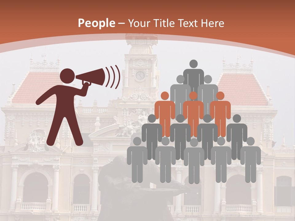 People's Committee Building In Ho Chi Minh City, Vietnam With Ho Chi Minh Statue In Front PowerPoint Template