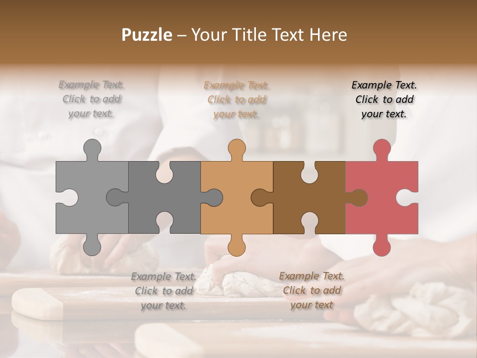 Chef Co-Workers In Toques And Chef?S Whites Kneading Dough In Commercial Kitchen PowerPoint Template