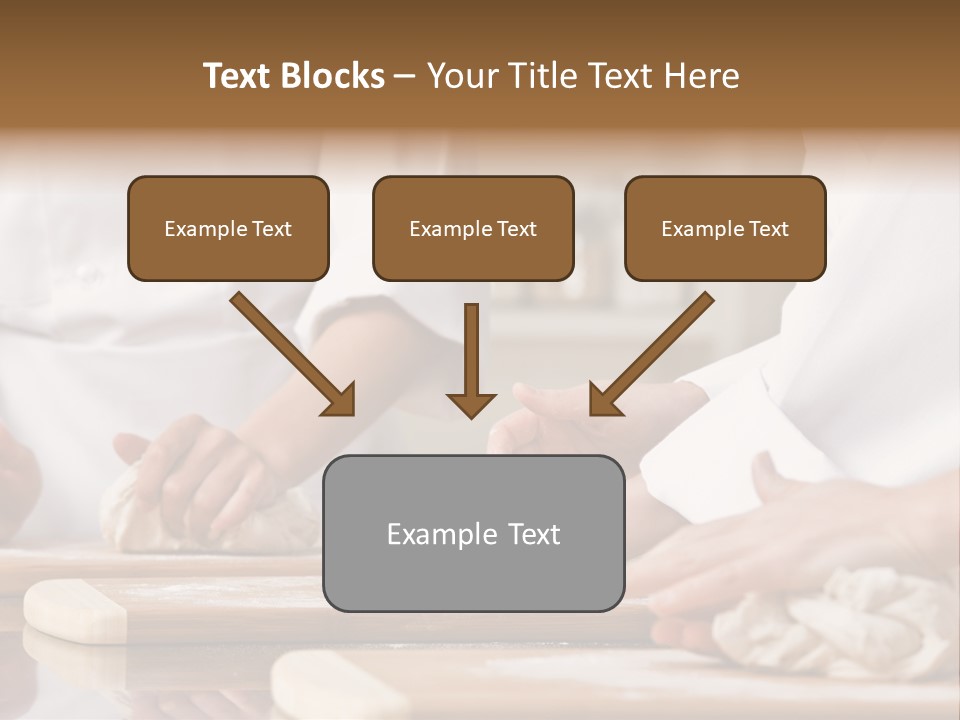Chef Co-Workers In Toques And Chef?S Whites Kneading Dough In Commercial Kitchen PowerPoint Template
