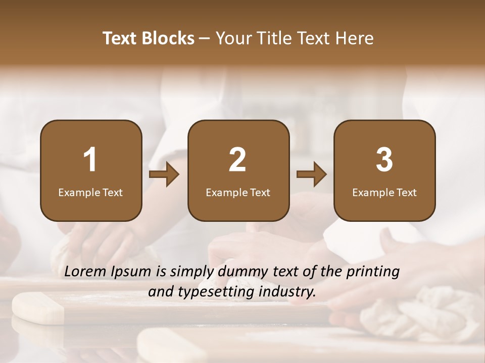 Chef Co-Workers In Toques And Chef?S Whites Kneading Dough In Commercial Kitchen PowerPoint Template