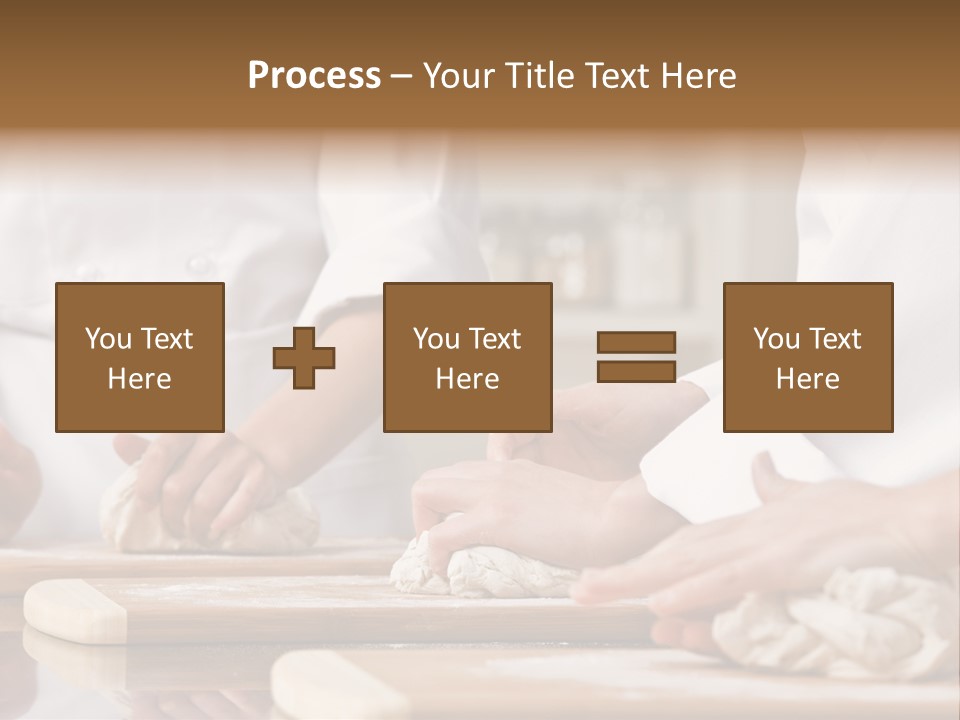 Chef Co-Workers In Toques And Chef?S Whites Kneading Dough In Commercial Kitchen PowerPoint Template