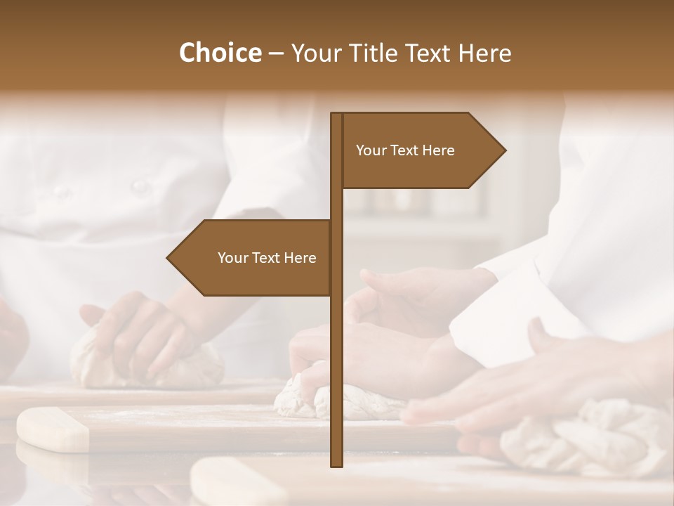 Chef Co-Workers In Toques And Chef?S Whites Kneading Dough In Commercial Kitchen PowerPoint Template