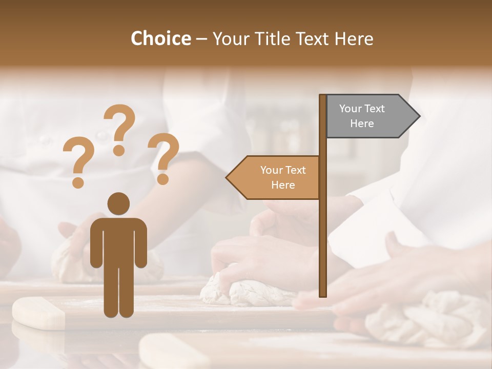 Chef Co-Workers In Toques And Chef?S Whites Kneading Dough In Commercial Kitchen PowerPoint Template