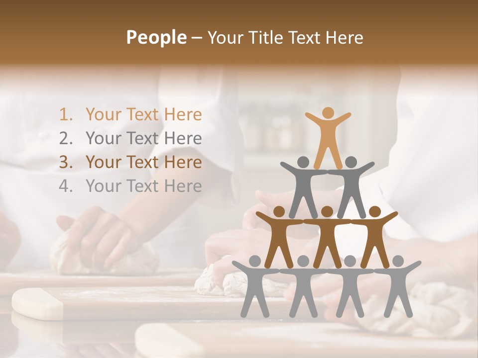 Chef Co-Workers In Toques And Chef?S Whites Kneading Dough In Commercial Kitchen PowerPoint Template