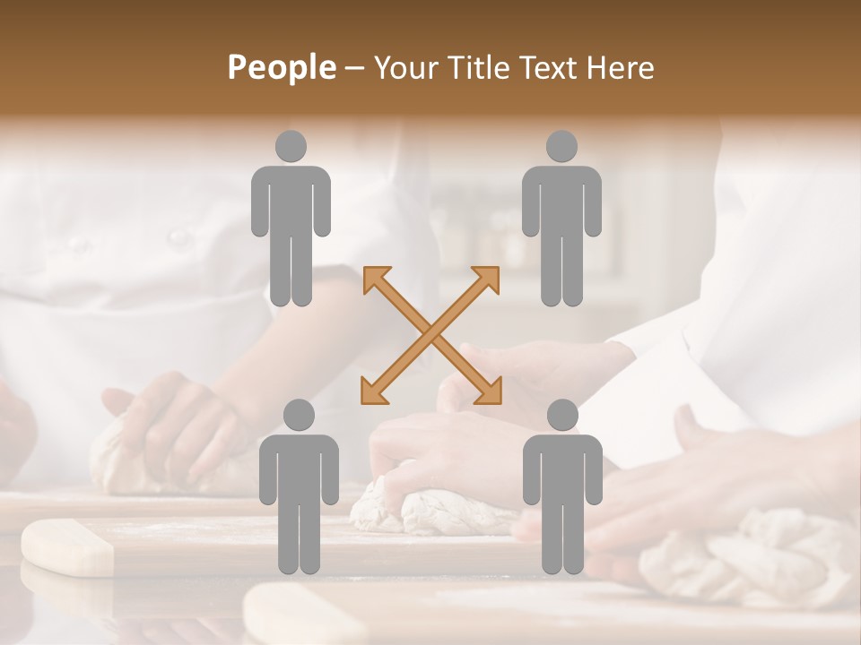 Chef Co-Workers In Toques And Chef?S Whites Kneading Dough In Commercial Kitchen PowerPoint Template