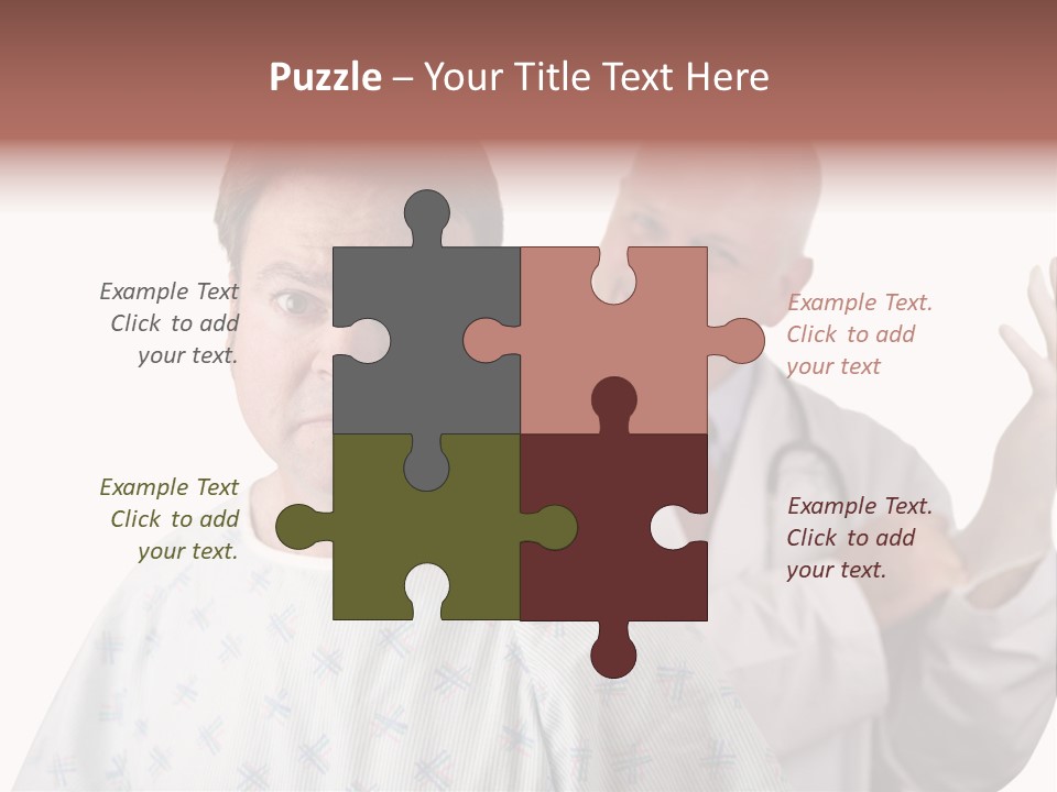 A Nervous Looking Patient About To Get His First Prostate Exam. The Doctor Is In The Background Putting On His Rubber Glove. Shallow Dof With Focus On The Patient's Face. PowerPoint Template